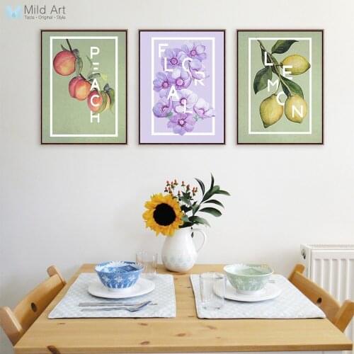 Modern Floral Anemones Lemon Peach Large Canvas Art Poster Prints Nordic Restaurant Decoration Wall Picture Paintings Custom