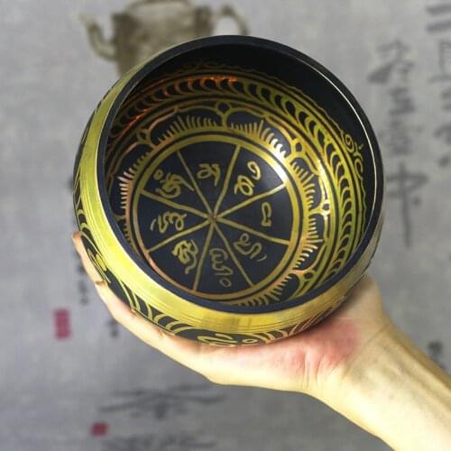 Tibetan Singing Bowls Yoga Decoration Nepal Handmade Buddha Meditationn Copper Bowl with Silk Mat and Percussion Stick Gift