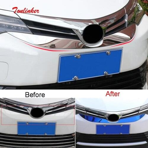 Tonlinker Exterior Under the Front Logo Cover Sticker for Toyota Corolla 2017-19 Car Styling 1 PCS Stainless steel Cover sticker