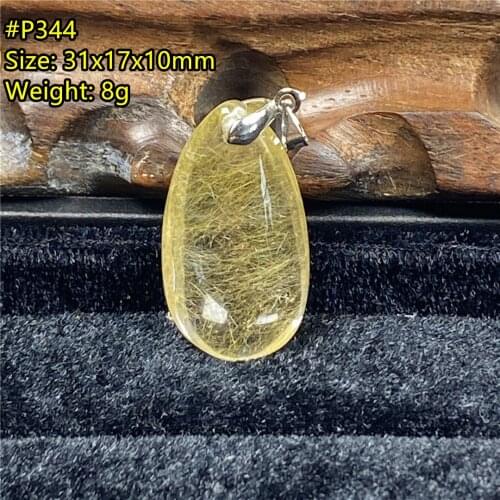 Top Natural Gold Rutilated Pendant Jewelry 31x17x10mm For Woman Man Wealth Luck Gift Beads Gemstone Silver Crystal Stone AAAAA