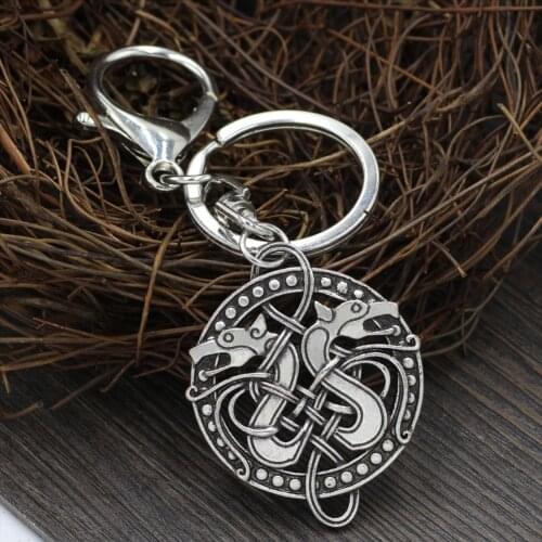 Viking Celtic Vintage Nordic Viking Wolf Keychain Charm For Men