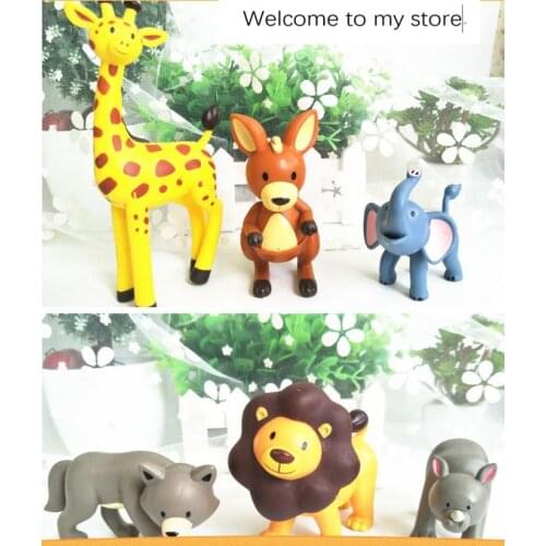 Vinyl figure model toy elephant giraffe lion 6pcs/set