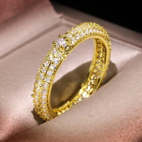 High Quality Geometric White Zircon Ring for Silver Yellow Gold Rose Gold Wedding Party Engagement for Women Jewelry Gift