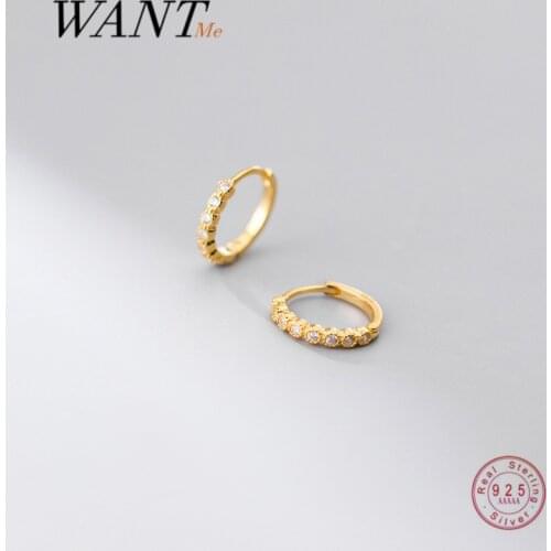 WANTME Real 925 Sterling Silver Luxury Shiny Zircon Stud Earrings for Women Chic Wedding Party Hugging Earrings Jewelry Gift