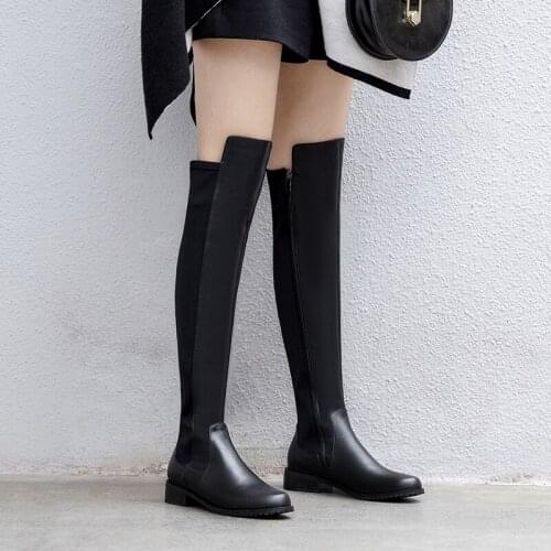 SKLFGXZY New autumn/winter 2020 women Knee-high boots Genuine leather Female boots European brand knight boots Stretch boots