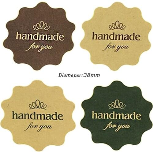 1200 Pcs/lot Flower Round Design Handmade for you Kraft Paper Seal Sticker Christmas DIY Gift Label Scrapbooking 3 Color