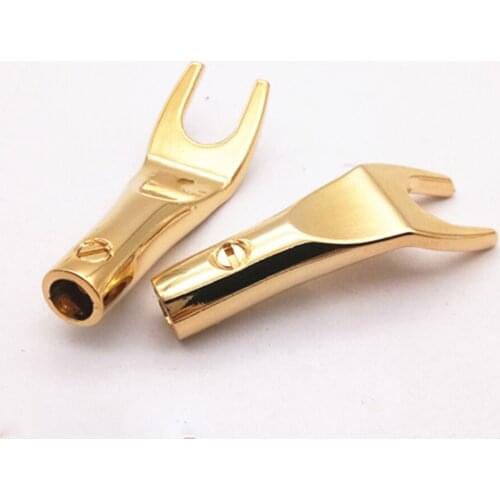 2pcs Spade Speaker Y Fork Connectors Gold Plated Cable Terminal Audio Plug for Binding Post Banana Jack Adapter Durable