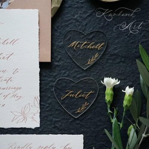 20pcs Clear Heart Shaped Acrylic Place Cards Blank Laser Cut For Wedding Invitations Guest Name Table Number Signs Party Events