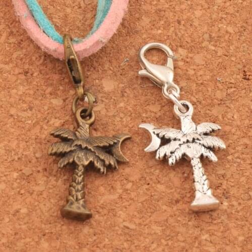 22PCS 2Colors Coconut Tree Moon Lobster Claw Clasp Charm Beads Jewelry DIY C413 34.8x14mm