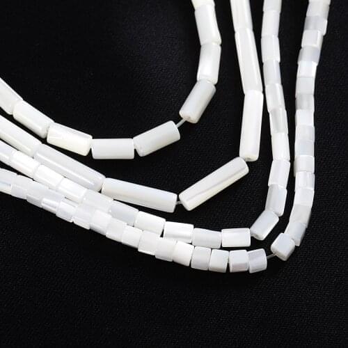 3/4mm White Natural Mother Of Pearl Shell Cute Tube Beads Loose Shiny Shell Spacer Beads For Jewelry Making Necklace Accessories