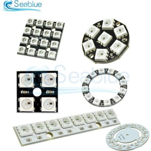 4/7/8/12/16/24/25 Bits leds WS2812B Pixel Ring Addressable LED Modules DC 5V SK6812 WS2812 5050 RGB Full Color Round LED Circle