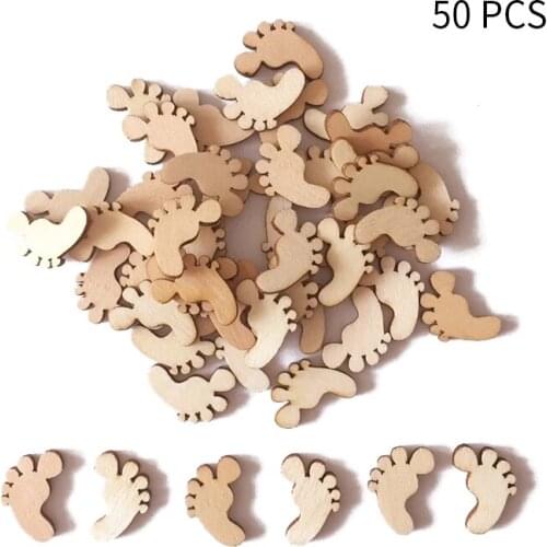 50Pcs Feet pattern natural Wooden Scrapbooking Craft for Embellishments Handmade Diy handicraft Decor