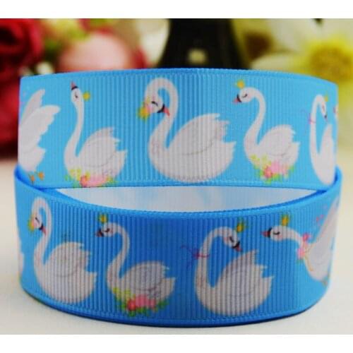 7/8'' 22mm,1" 25mm,1-1/2" 38mm,3" 75mm Swan Cartoon Character printed Grosgrain Ribbon party decoration 10 Yards X-02694