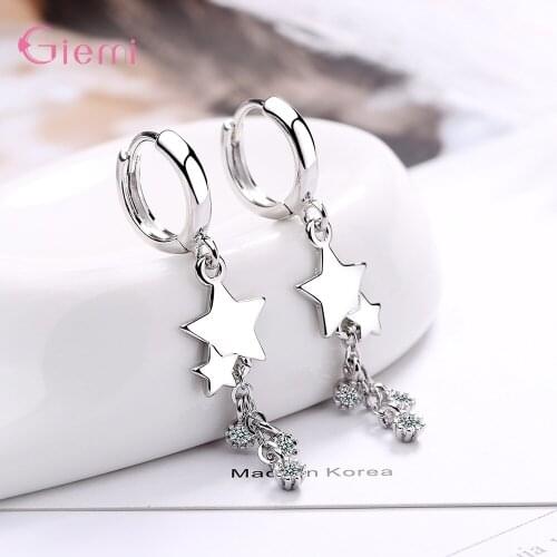 Fashion 925 Sterling Silver Gold Wedding Crystal Earrings For Women Trendy Jewelry Star Design Valentines Day Gift Wholesale