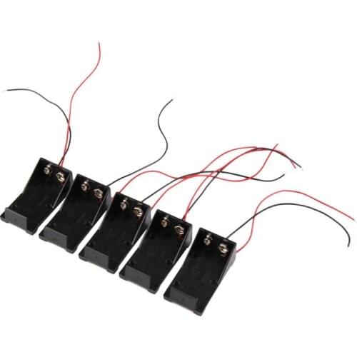 ALLOYSEED 5Pcs/Lot Single Slot 9V Battery Clip Holder Container DIY Power Bank 1X 9V Batteries Storage Box Case With Wire Leads