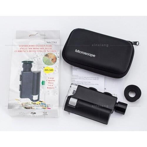 Authentic LED high definition wide angle microscope 200-240X magnifier currency-detector