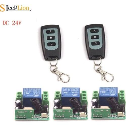 Sleeplion DC 24V 1CH Channel Wireless RF Remote 2 3-key Switch Transmitter+3 Receiver Relay Module 24V Remote Switch