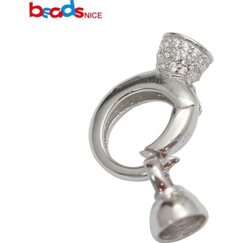 Beadsnice ID39264smt2 925 Sterling Silver Oval Fold Over Clasps Handmade DIY Pearls Bracelet Necklace Jewelry Findings Component