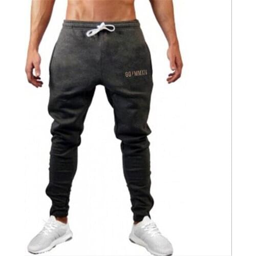 Mens Cotton Trousers Fashion Printing Trousers Street Fitness Pants Gym Running Training Jogging Casual Pants