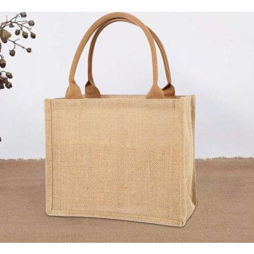 Eco Friendly Tote Bag, Portable Reusable Linen Burlap Shopping Shoulder Bag, Top Handles Carrying Grocery Bags New