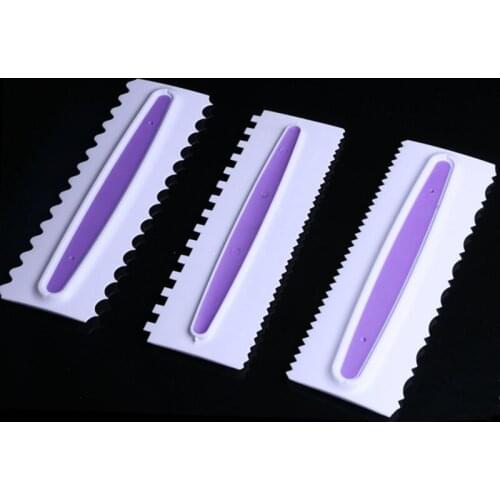Newest 3PCS/Lot Cake Icing Comb Both Side Teeth 6 Design Plastic Sugar Craft Cream Icing Scraper Smoother Baking Pastry Tools
