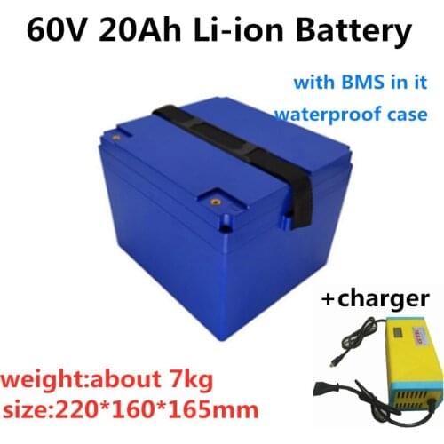 GTK waterproof case Li-ion battery 60V 20Ah with BMS for Electric Motorcycle Lithium ion Battery Pack+ 67.2V 3A charger