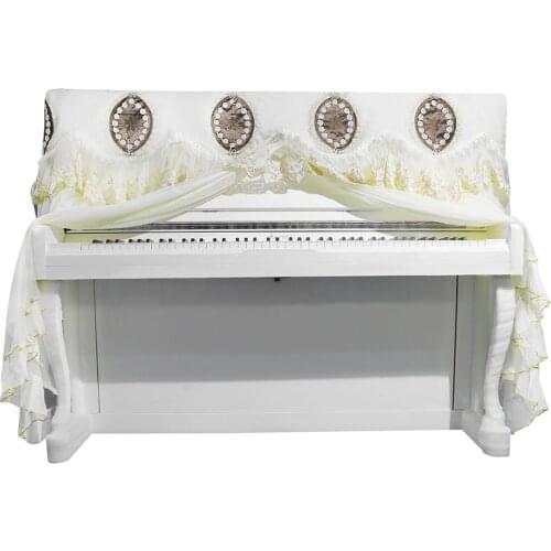Quality Lace Piano Full Cover Upright Piano Beige Half Open Style Protector Dust Cover Elegant Keyboard Instrument Accessories