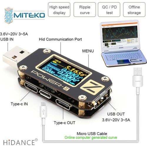 KM001 POWER-Z Portable USB PD Tester: QC3.0 PD Digital voltmeter digital voltage current Type-C meter power bank detector