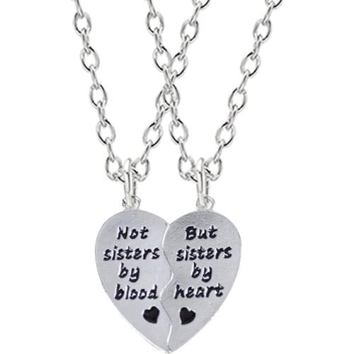 2 Piece Set Bohemian BFF Necklace Sister Alloy Heart Pendant Best Friend Friendship Fashion Jewelry Gift 2020