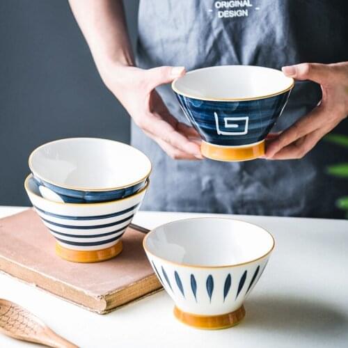 5inch INS Creative Japanese Ceramic Salad Bowl Childrens Instant Noodle Bowl Rain-Hat Shaped Bowl Porcelain Household Tableware