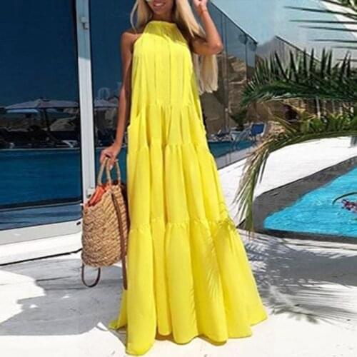 2021 ZANZEA Summer Beach Party Sundress Fashion Solid Sleeveless Long Dress Women Casual O Neck Bohemian Vestidos Female Robe