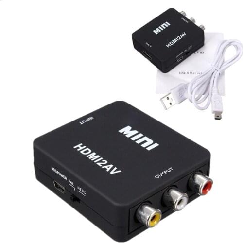 HOT-MINI HDMI to 3RCA CVBS Composite Video AV Converter Adapter for TV PS3 VHS VCR DVD Black