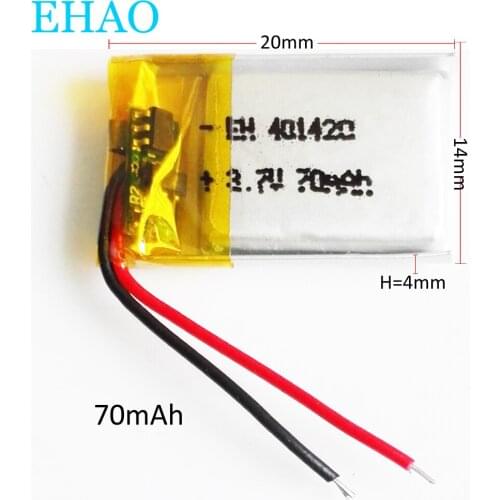 3.7V 70mAh 401420 Lithium Polymer LiPo Rechargeable Battery For Mp3 PAD DVD E-book bluetooth headset headphone