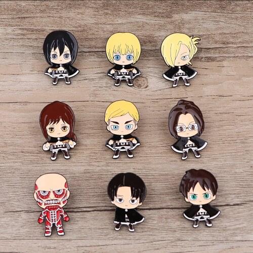 LT458 Japanese Anime Icons Comics Attack on Titan Enamel Pins Custom Brooches Lapel Badge Jewelry For Friends Kids Gift