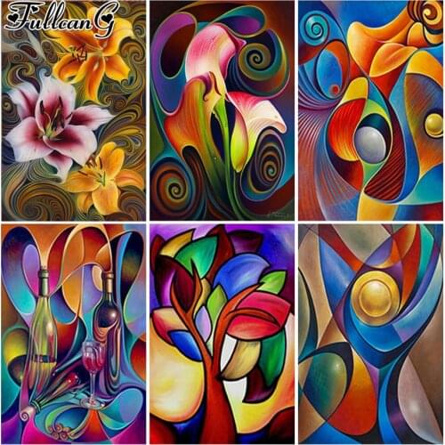 FULLCANG Abstract color flower 5d diy diamond painting cross stitch full square round drill rhinestone embroidery kits FG0215