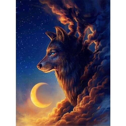 Wolf Animal DIY 11CT Cross Stitch Embroidery Kits Needlework Craft Set Printed Canvas Cotton Thread Home Decoration Wholesale