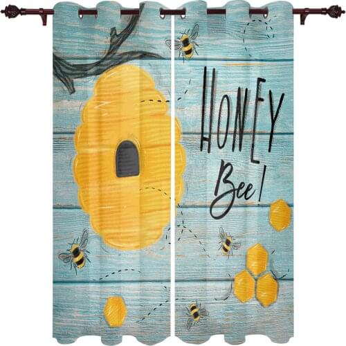 Bee Honey Wood Texture Large Curtains For Living Room Window Curtain Bedroom Kitchen Balcony Gazebo Curtain Room Divider