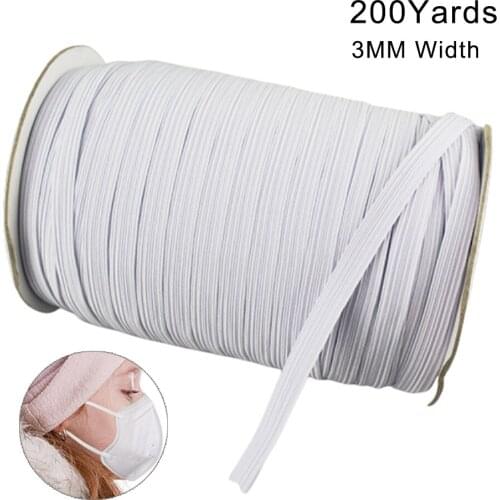 DIY Braided Elastic Bands Cord Knit Band White and Black 200Yards 3/5/6mm Elastic Bands for Clothes Garment Sewing Accessories