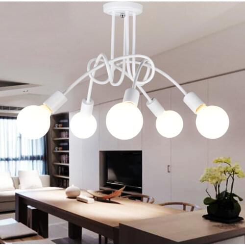 DARHYN Nordic Modern Creative Curve Chandeliers Wrought Iron Gold Plated Hanging Lights for Restaurant Living Room