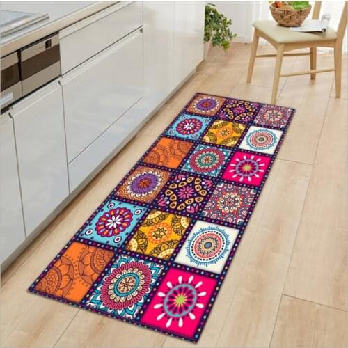 Comfortable bohemian style non-slip kitchen mat floral pattern kitchen carpet living room balcony bathroom bedroom carpet home d
