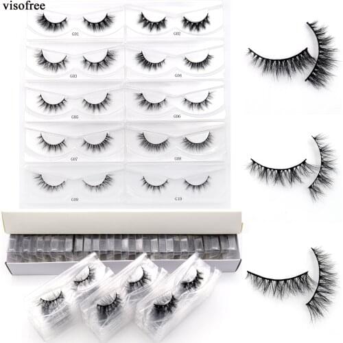 Visofree 30/60/100 Pairs Mink Lashes No Box 3D Mink Eyelashes Short Natural Mink False Eyelash in Bulk Cruelty-free Makeup Lash