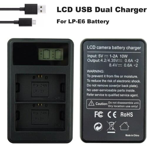 Lp-e6 Bateria Charger LP E6 Camera Battery Pack LCD Dual USB Charger for Canon 5D Mark II III 7D 60D EOS 6D 70D 80D Camera