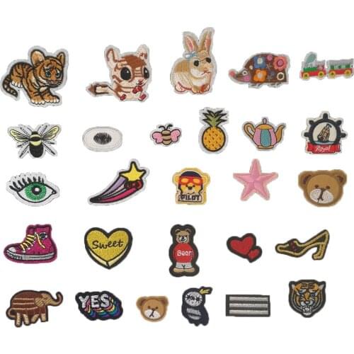 Animal alphabet badge stickers embroidery DIY clothing supplies can be sewn childrens jeans jacket accessories 1PCS for sale