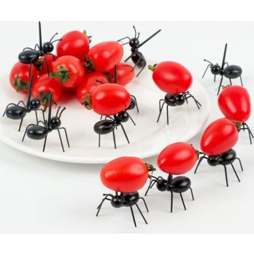 12pcs/set Mini Cute Ants Fruit Fork Children Snack Cake Dessert Forks Newest Food Pick Toothpick Tableware For Party Decoration