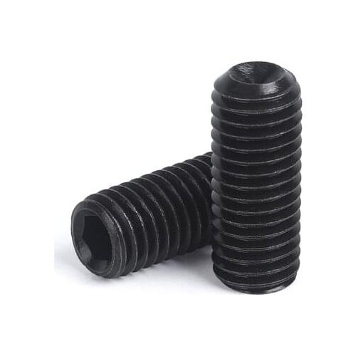 2pcs M16 Allen concave end screws hex socket headless grups screw tightly set grup bolt alloy steel black color 12mm-90mm long