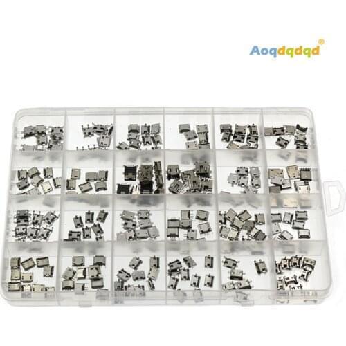 240PCS 24 Models Micro USB Connector Socket Jack Kit For MP3/4/5 Smart Laptop MINI Android mobile phone charging accessories