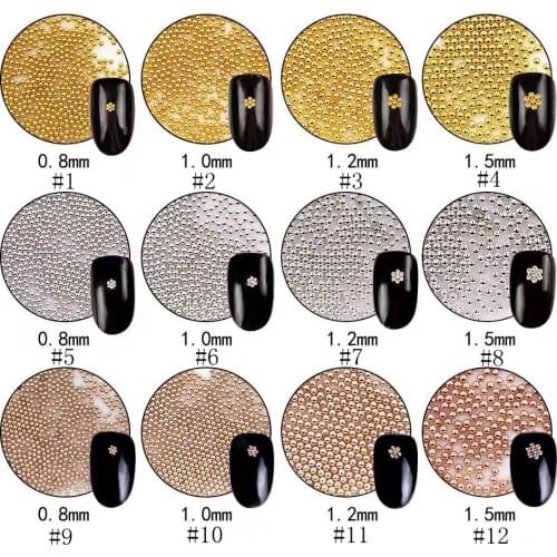 3D Approx. 3g/jar Nail Art Mini Metal Gold and Silver and Rose Gold Beads Decoration Tiny Balls 4 sizes