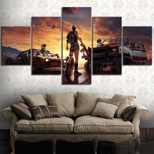 5 Piece PUBG Game Art Landscape Poster Decorative Paintings for Living Room Decor