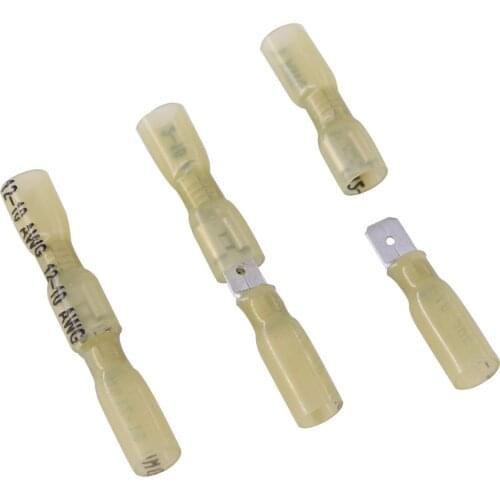 50Pcs Heat Shrink Spade Terminals Kit Waterproof Insulated Butt Cable Wire Crimping Connectors 12-10 AWG