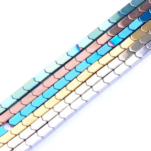 6colors 4mm Natural Stone Hematite Beads Bright Geometric shape Loose beads for DIY Necklace Bracelet Jewelry Making Accessories